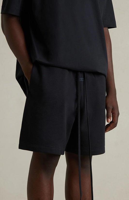 ESSENTIALS Fear Of God Jet Black Soccer Fleece Sweat Shorts