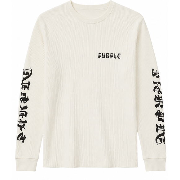 Purple Brand Long Sleeve Waffle Knit Logo Tee