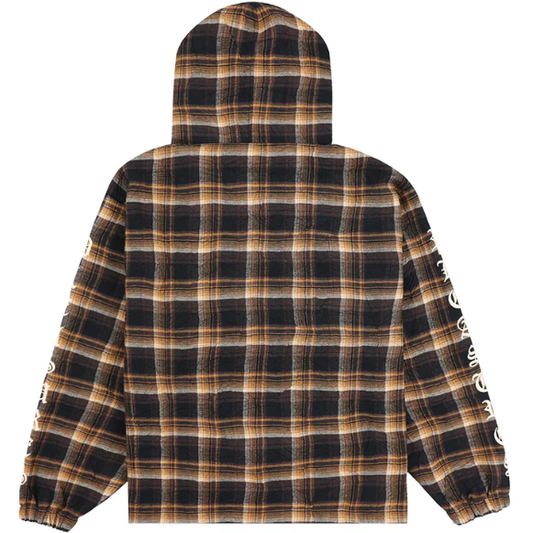 Pleasures Groove Zip Poncho Hoodie Brown Plaid
