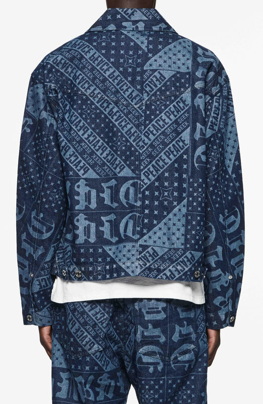Purple Brand Laser Flag Denim Chore Jacket