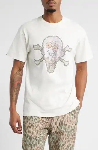 ICECREAM Stones Rhinestone Cotton Graphic T-Shirt
