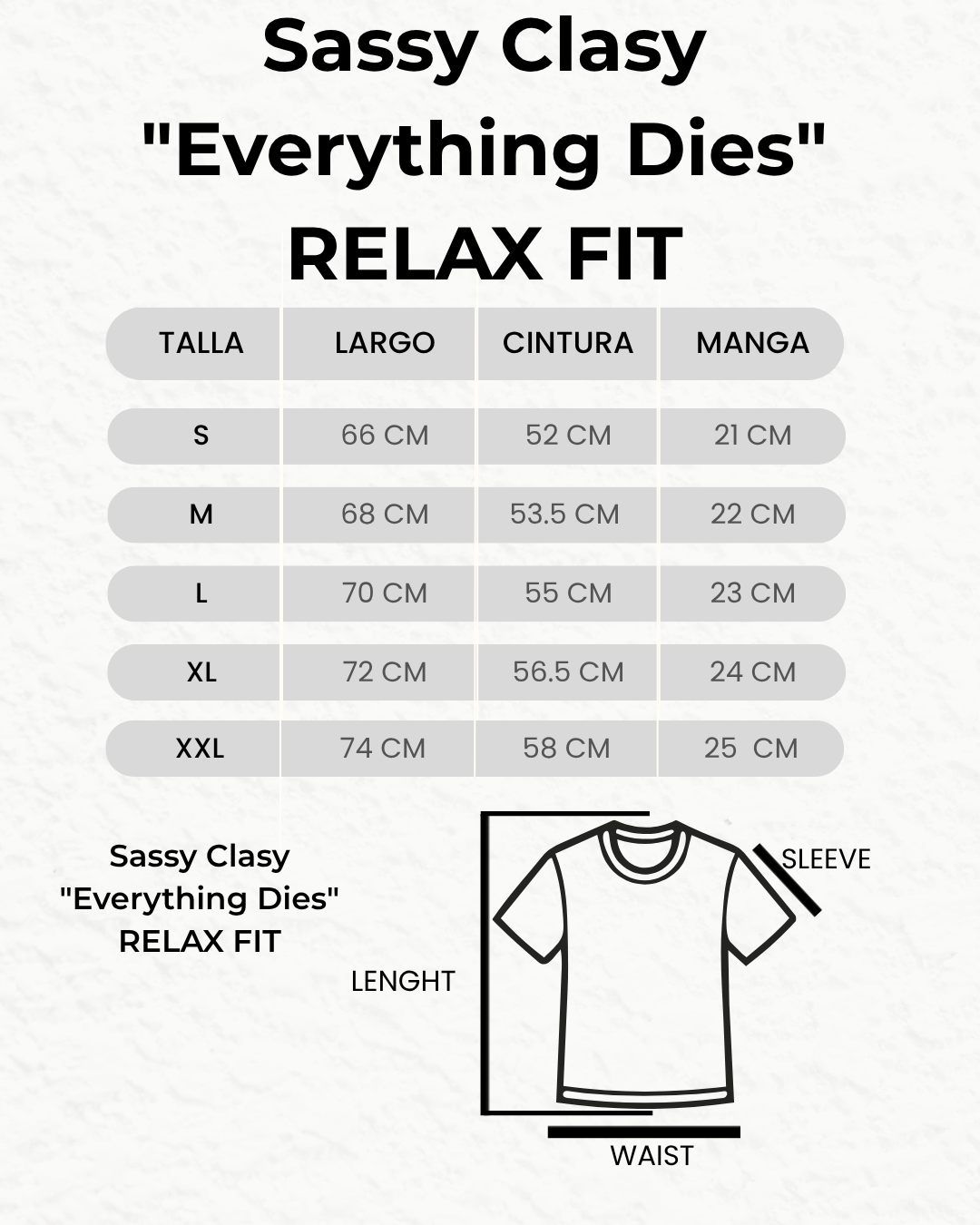 SASSY CLASSY "Everything Dies" Heavyweight Relax tee beige/brown