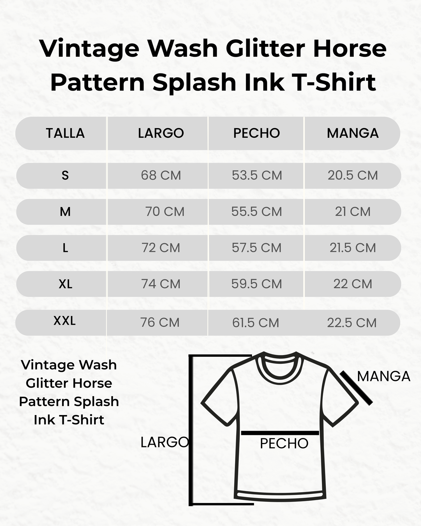 Vintage Wash Glitter Horse Pattern Splash Ink T-Shirt