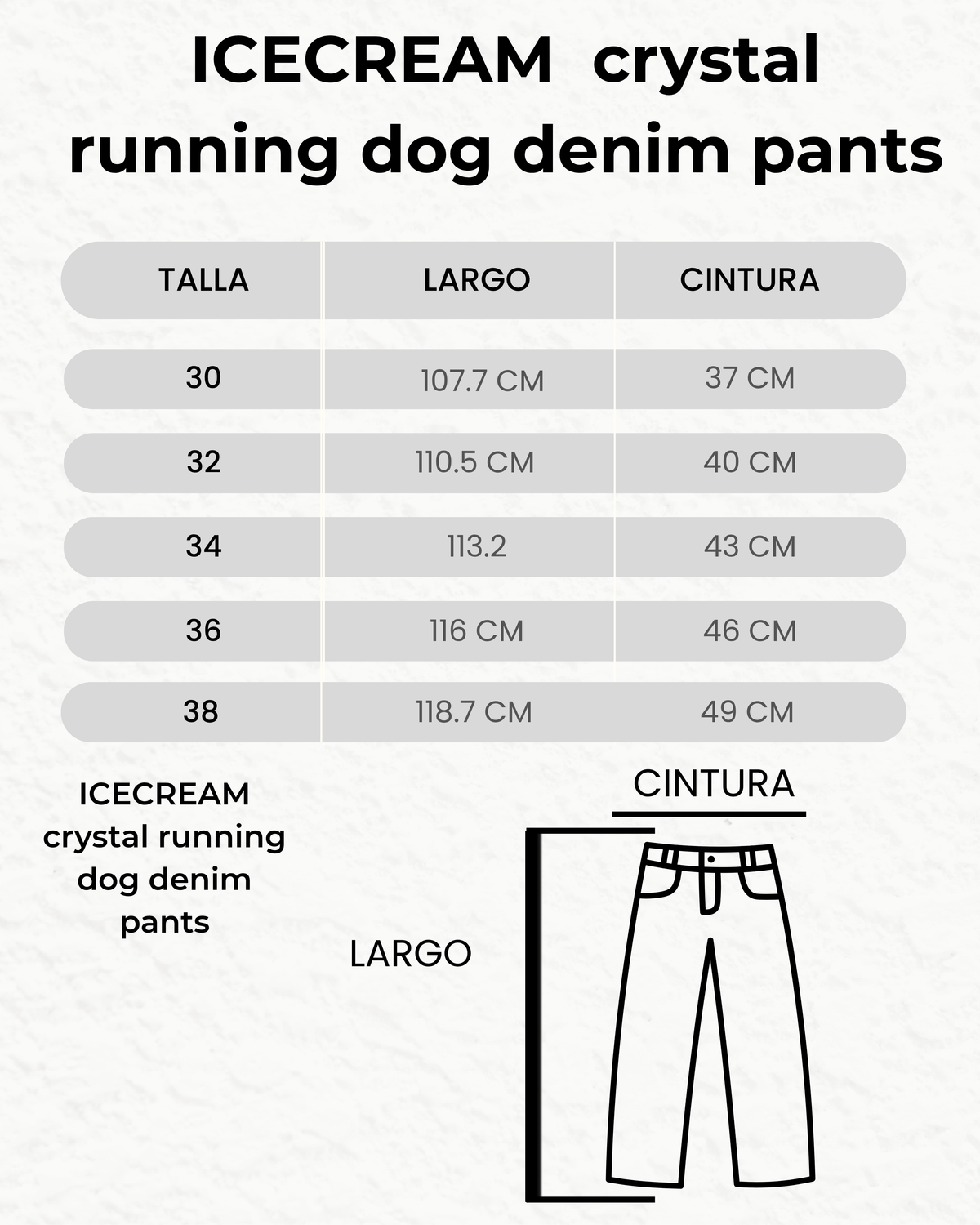 ICECREAM crystal running dog denim pants