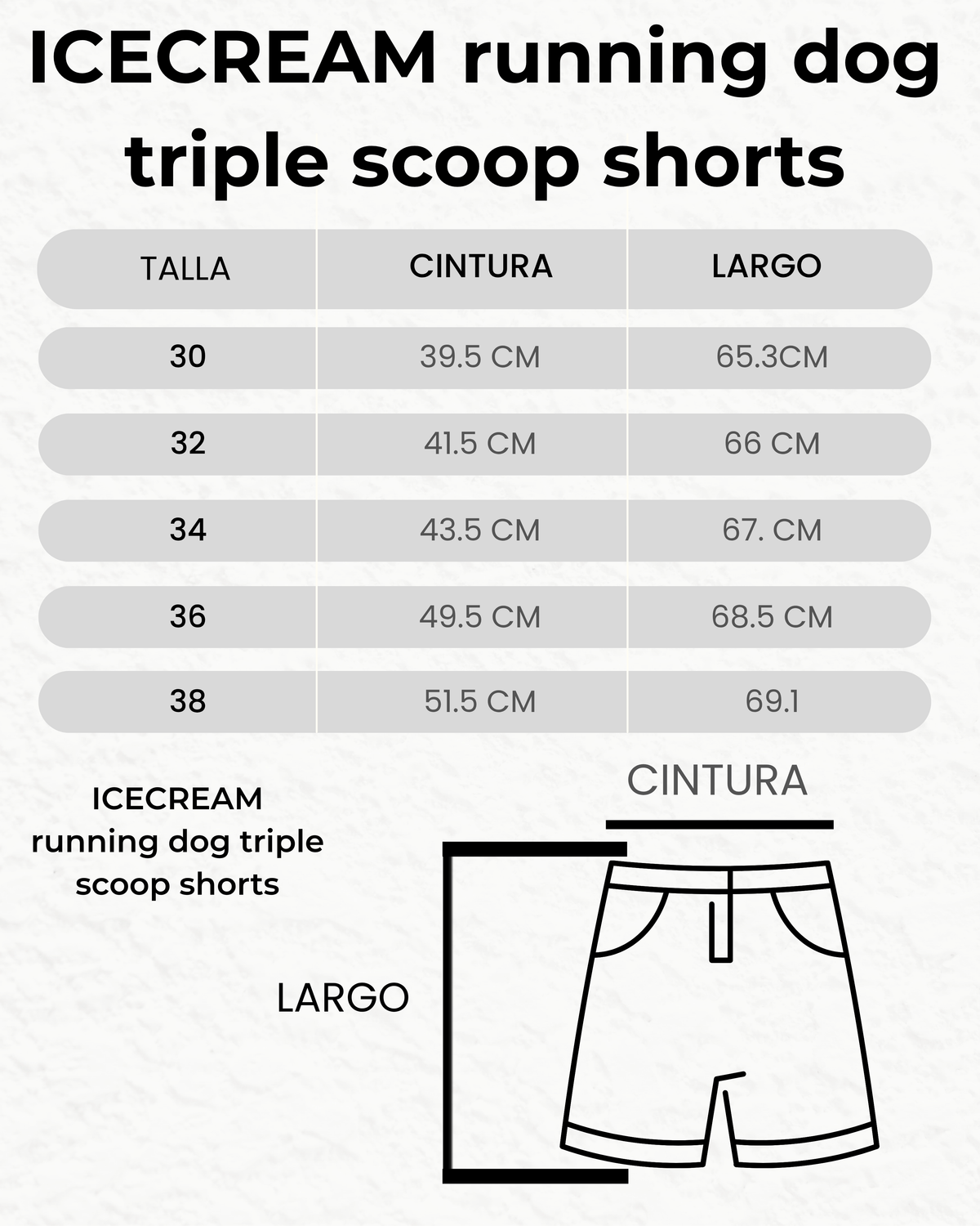 ICECREAM running dog triple scoop denim shorts