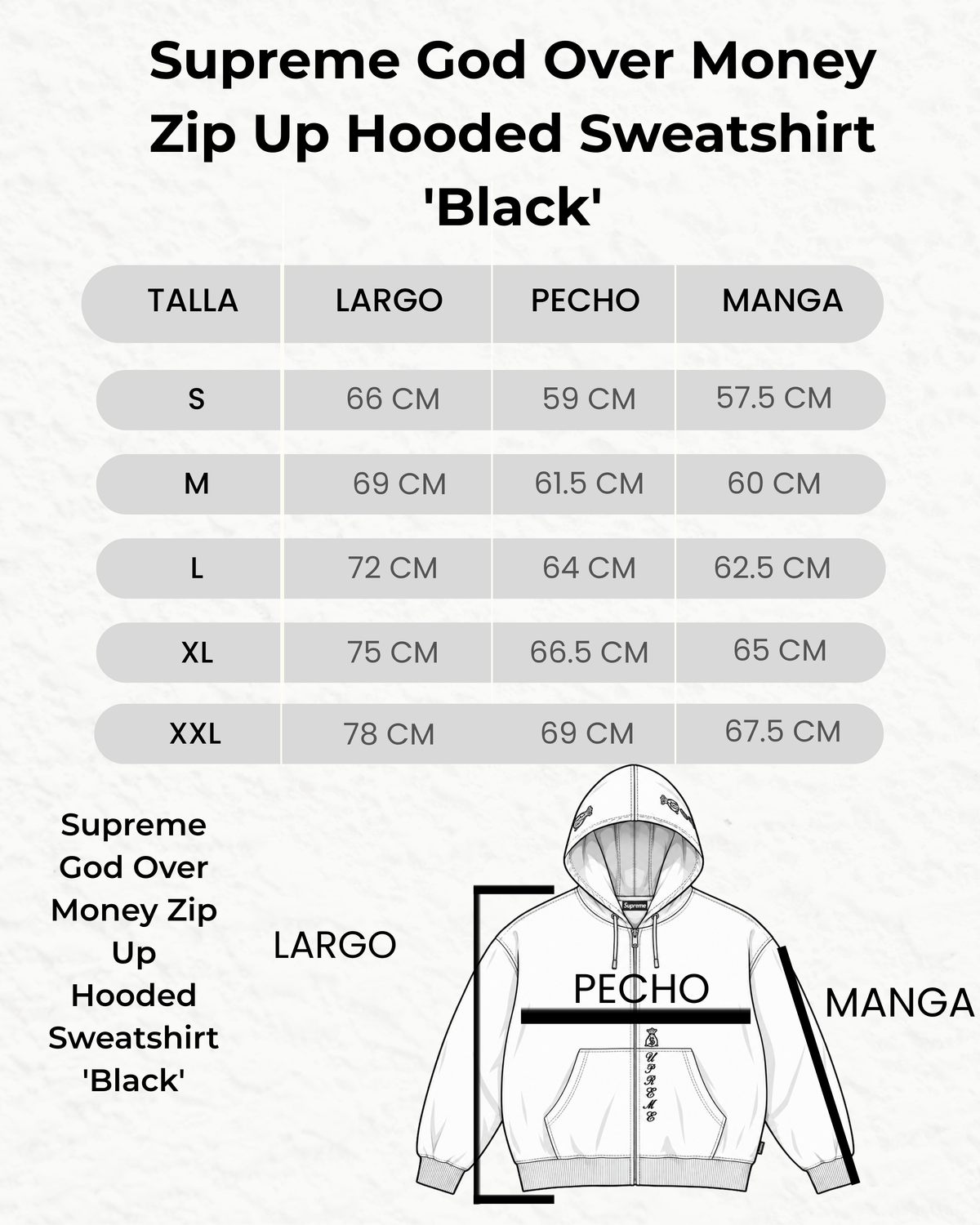 Supreme God Over Money Zip Up Hooded Sweatshirt 'Black'