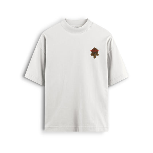 DELICATE BALANCE God is everywhere Oversize Heavyweight Tee in pearl