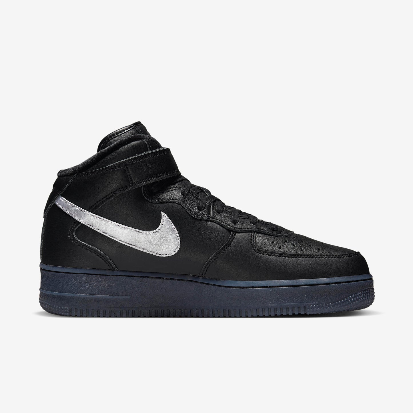 Nike Air Force 1 Mid Premium Black Metallic Silver