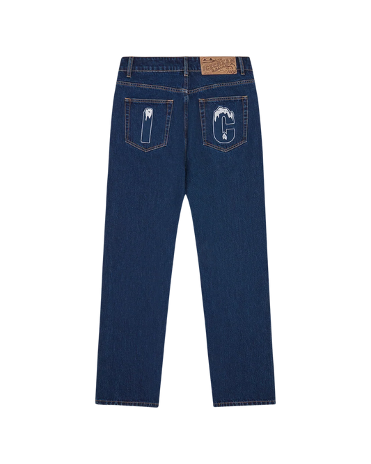 ICECREAM crystal running dog denim pants