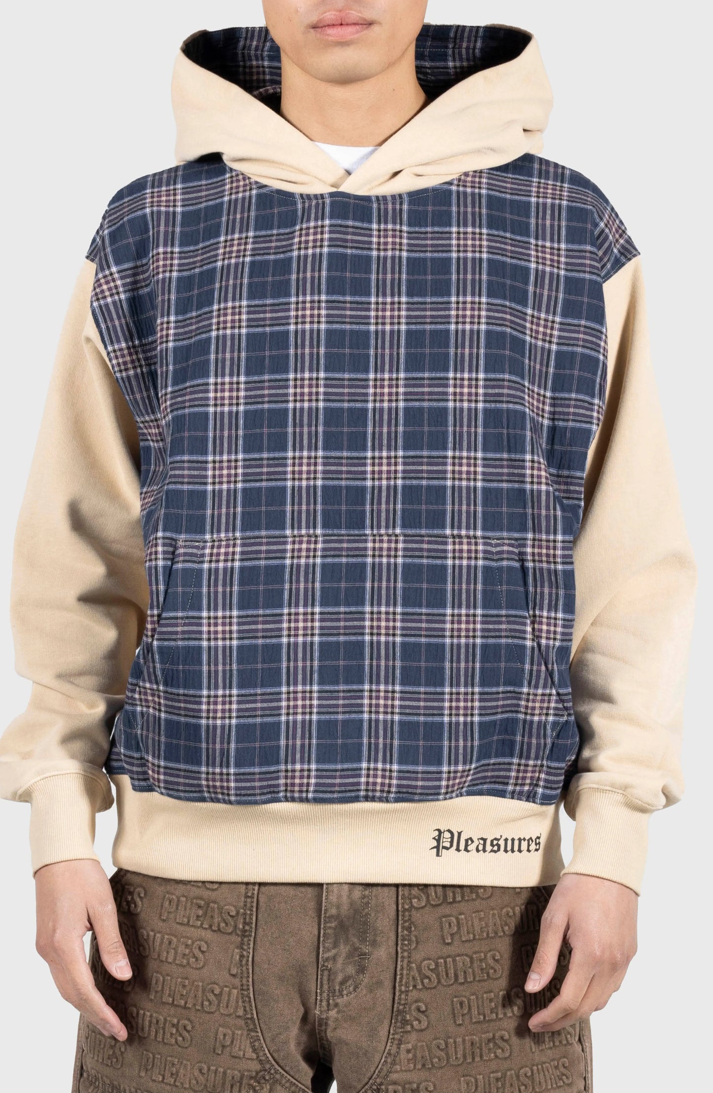 PLEASURES Career Contrast Plaid Hoodie