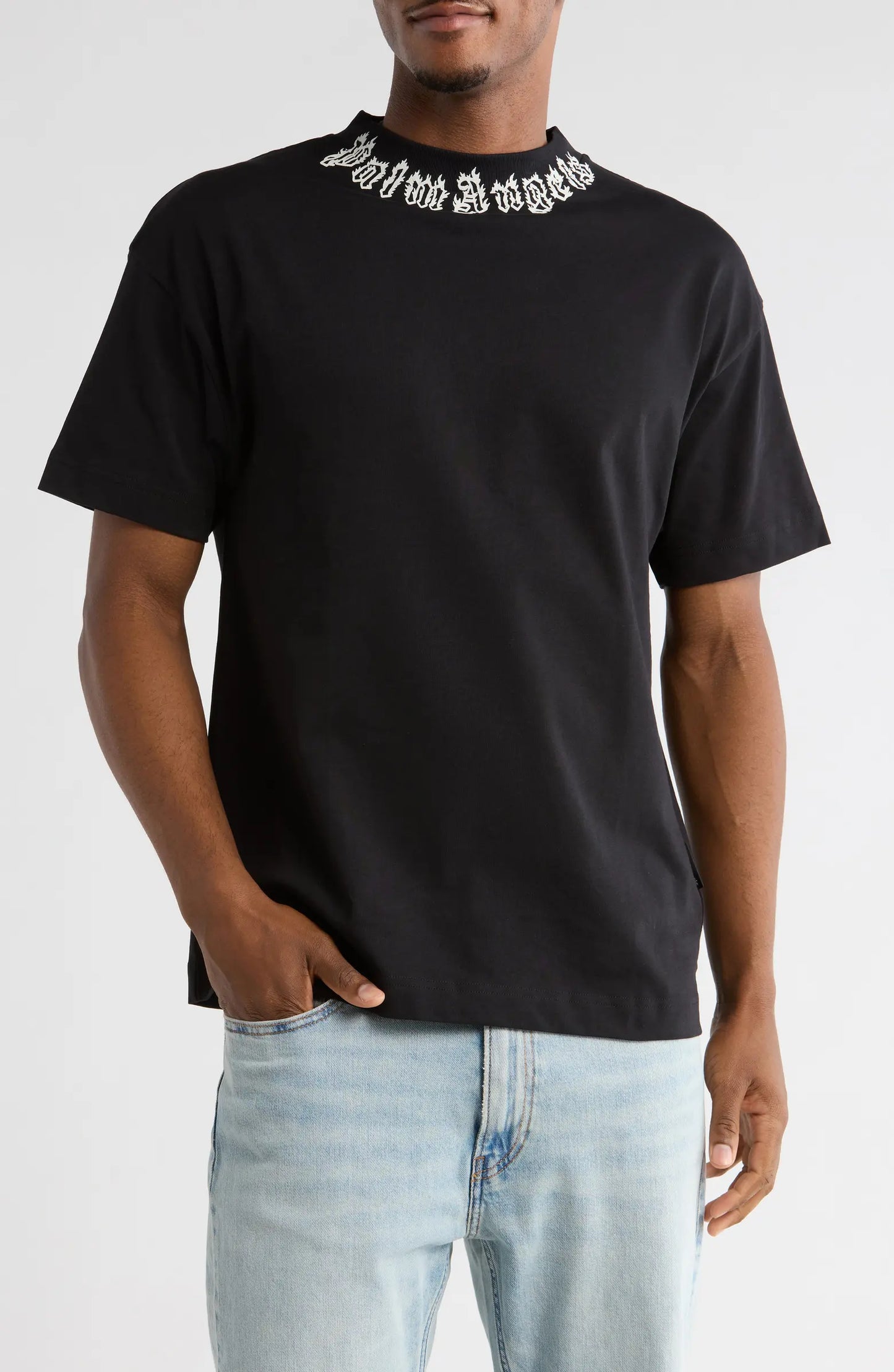 PALM ANGELS Logo Crewneck T-Shirt in Black