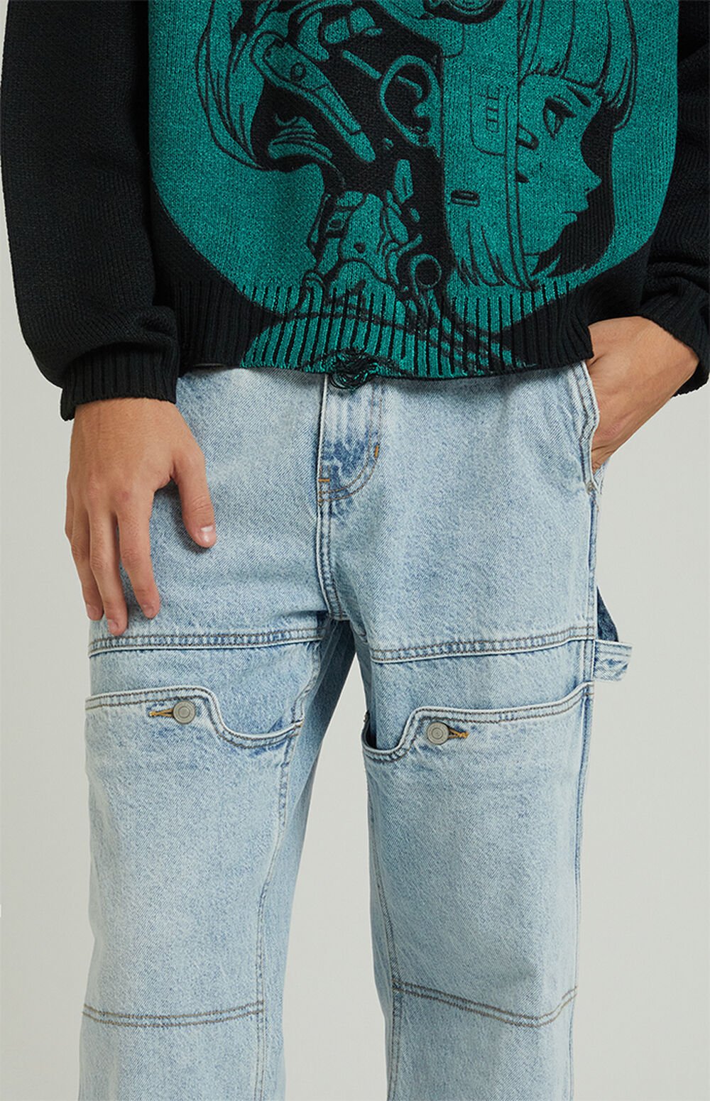 Pacsun Baggy Carpenter Jeans Light Indigo