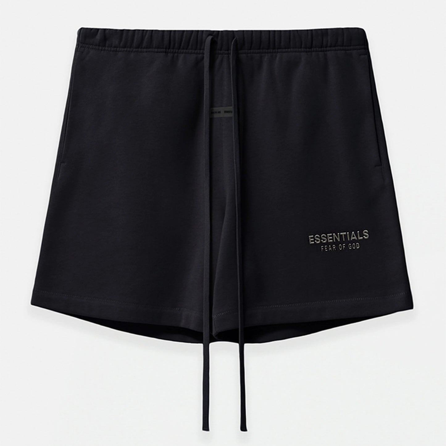 ESSENTIALS Fear Of God Jet Black Soccer Fleece Sweat Shorts