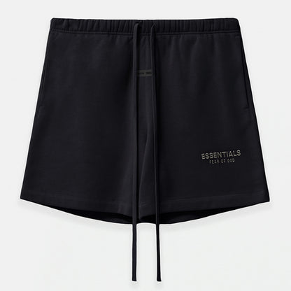 ESSENTIALS Fear Of God Jet Black Soccer Fleece Sweat Shorts