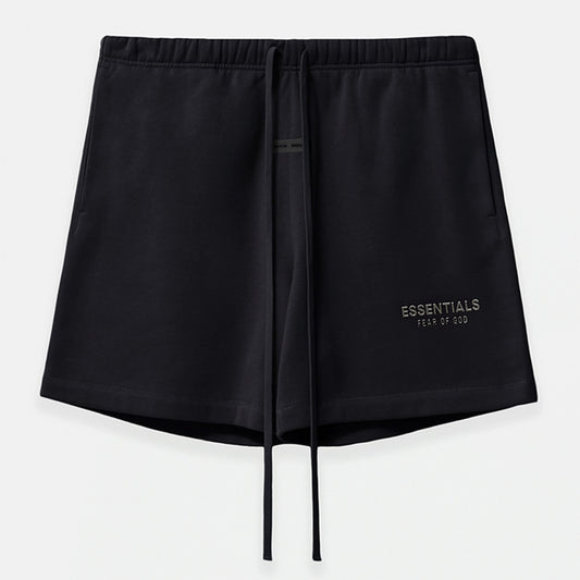 ESSENTIALS Fear Of God Jet Black Soccer Fleece Sweat Shorts