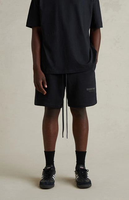 ESSENTIALS Fear Of God Jet Black Soccer Fleece Sweat Shorts