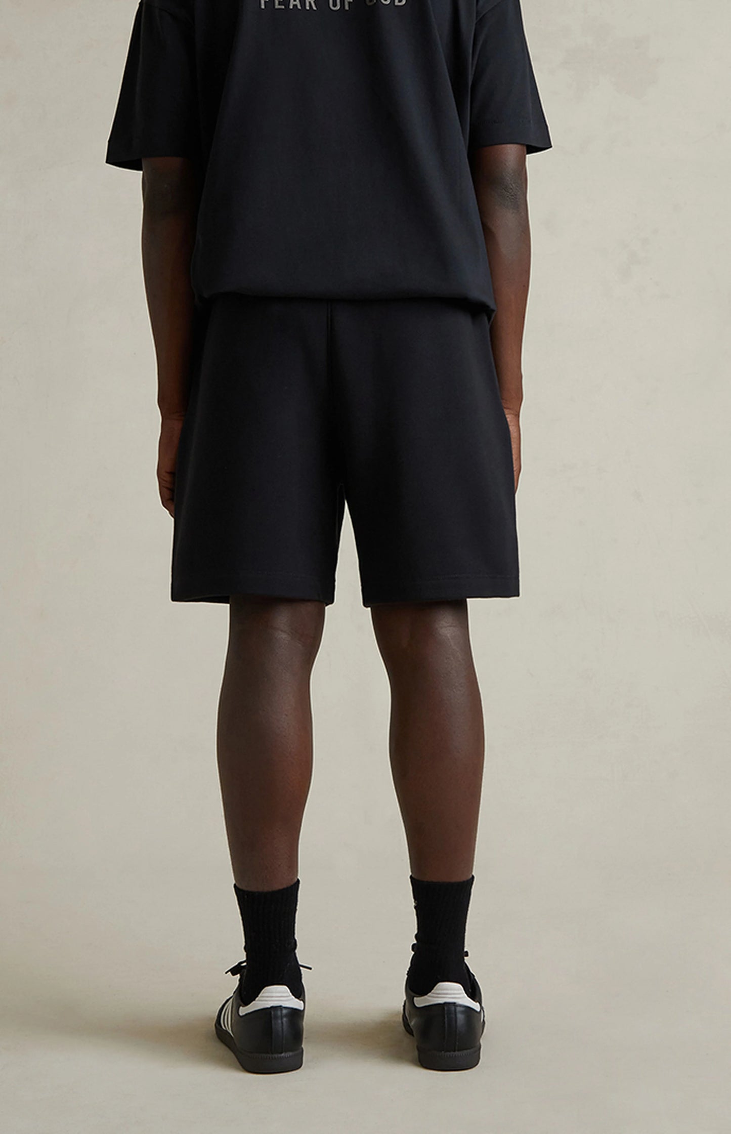 ESSENTIALS Fear Of God Jet Black Soccer Fleece Sweat Shorts