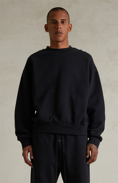 Fear of God Essentials Jet Black Classic Fleece Crew Neck Sweatshirt