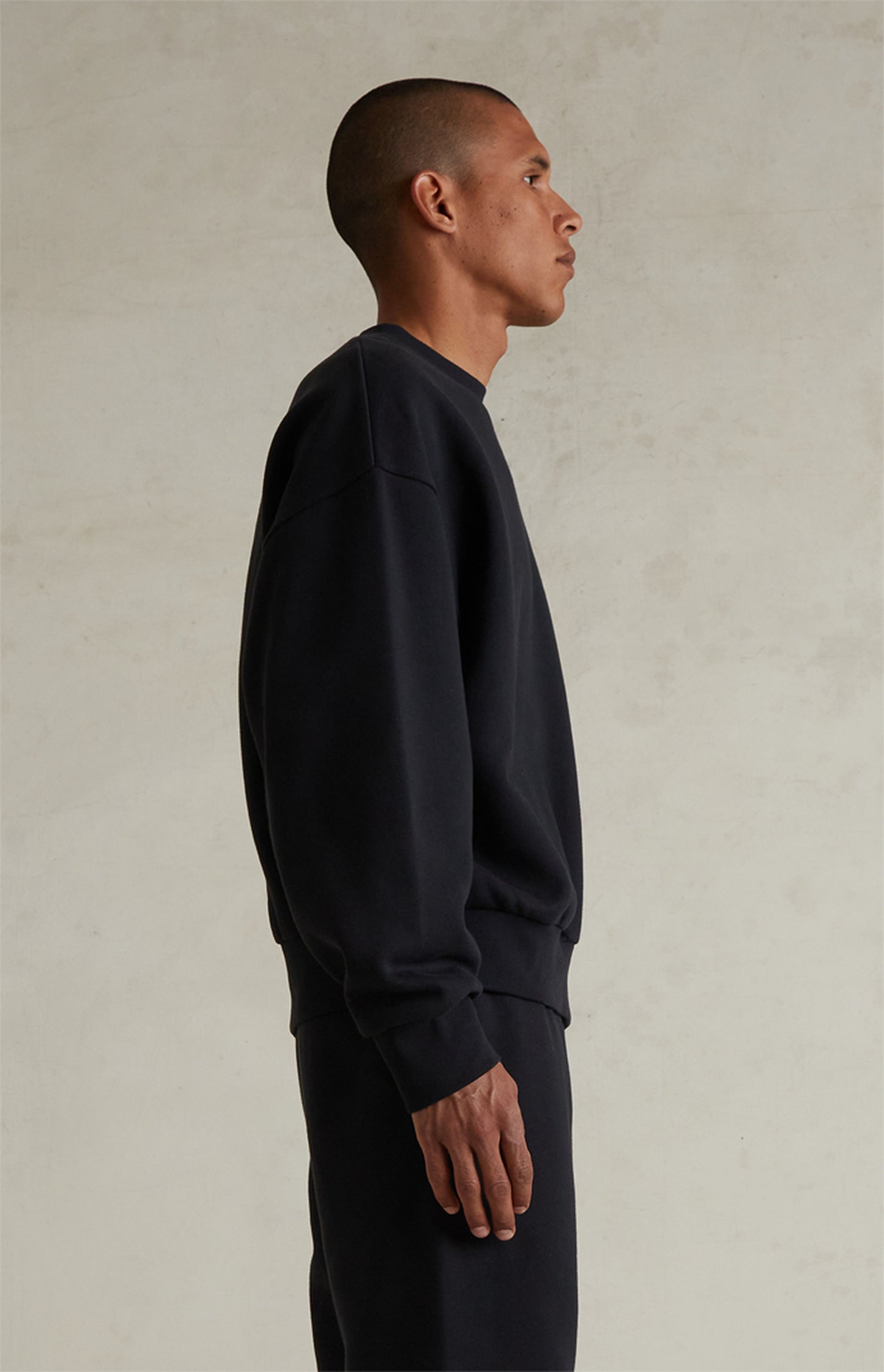 Fear of God Essentials Jet Black Classic Fleece Crew Neck Sweatshirt