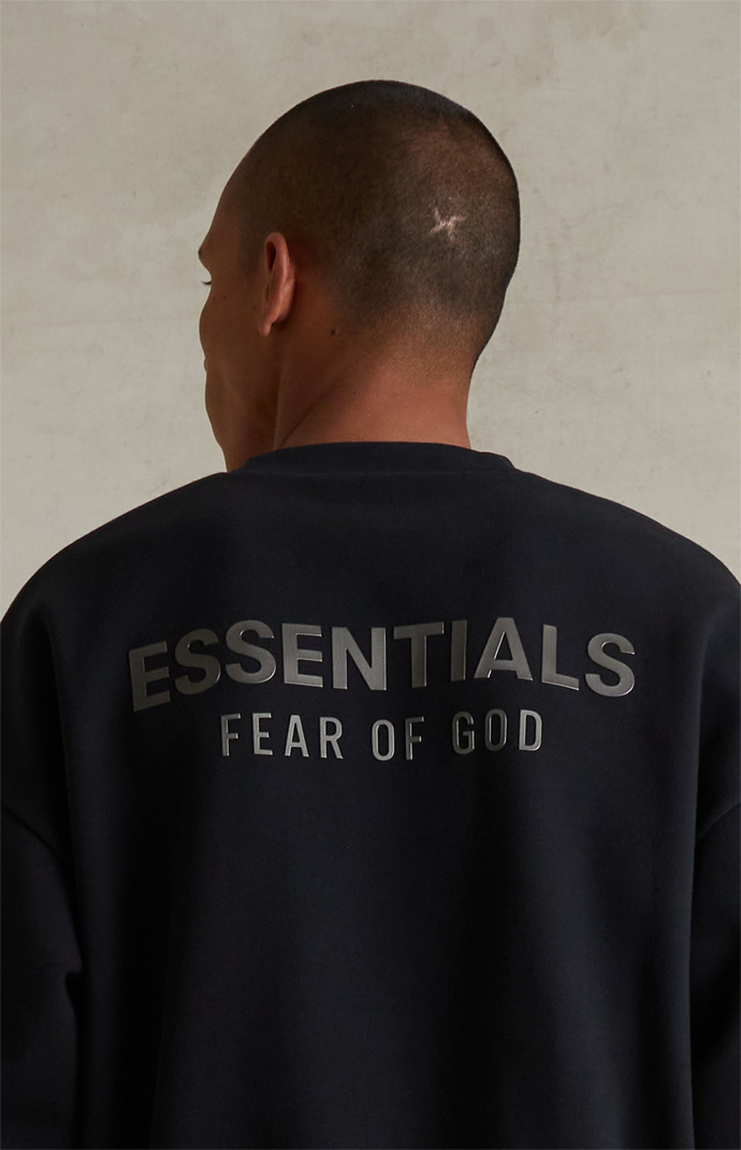 Fear of God Essentials Jet Black Classic Fleece Crew Neck Sweatshirt