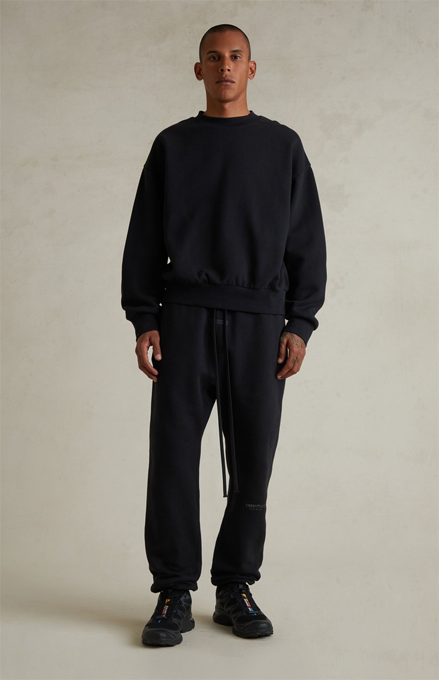 Fear of God Essentials Jet Black Classic Fleece Crew Neck Sweatshirt