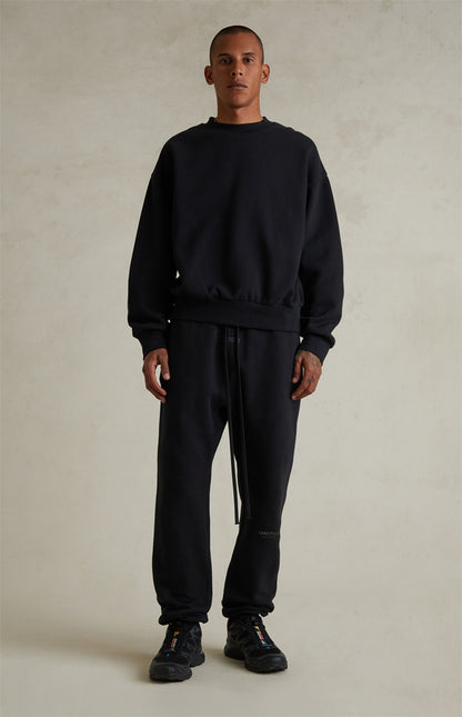 Fear of God Essentials Jet Black Classic Fleece Crew Neck Sweatshirt