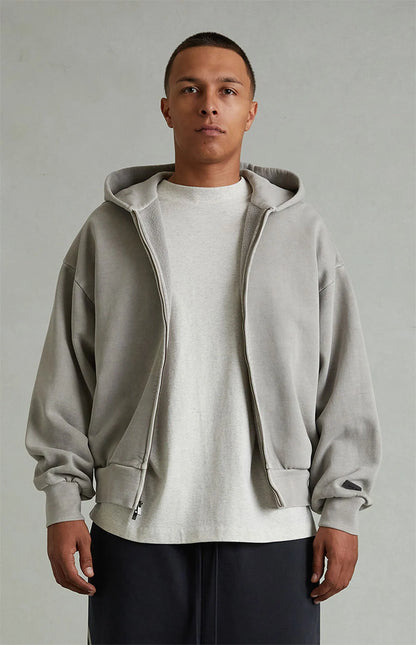 Fear of God Essentials Smoke Grey Classic Fleece Zip Up Hoodie