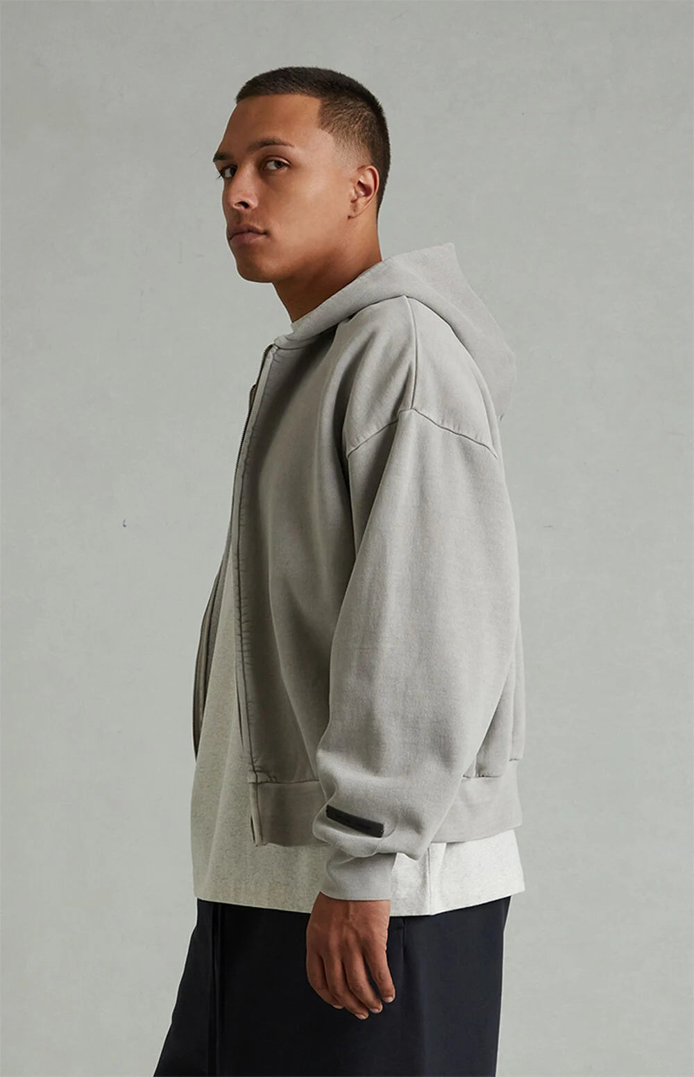 Fear of God Essentials Smoke Grey Classic Fleece Zip Up Hoodie