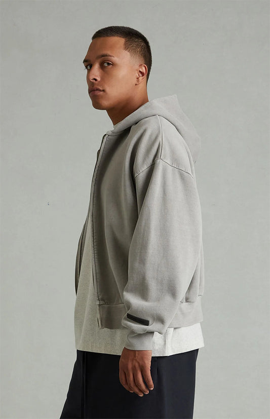 Fear of God Essentials Smoke Grey Classic Fleece Zip Up Hoodie