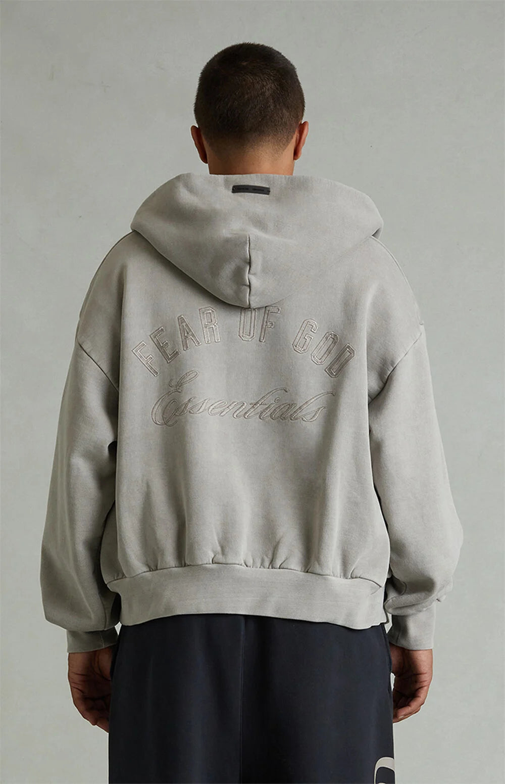 Fear of God Essentials Smoke Grey Classic Fleece Zip Up Hoodie