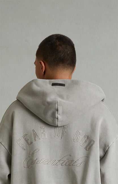 Fear of God Essentials Smoke Grey Classic Fleece Zip Up Hoodie