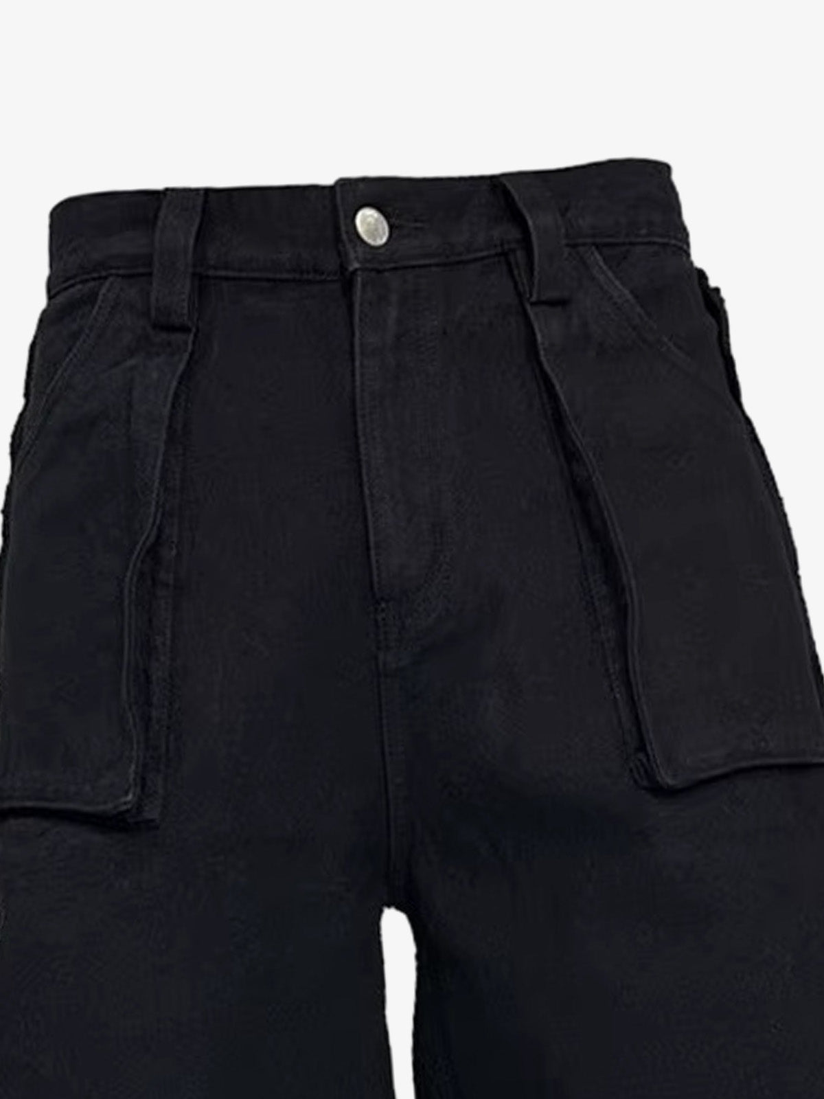 Distressed jeans with a wash and flag print