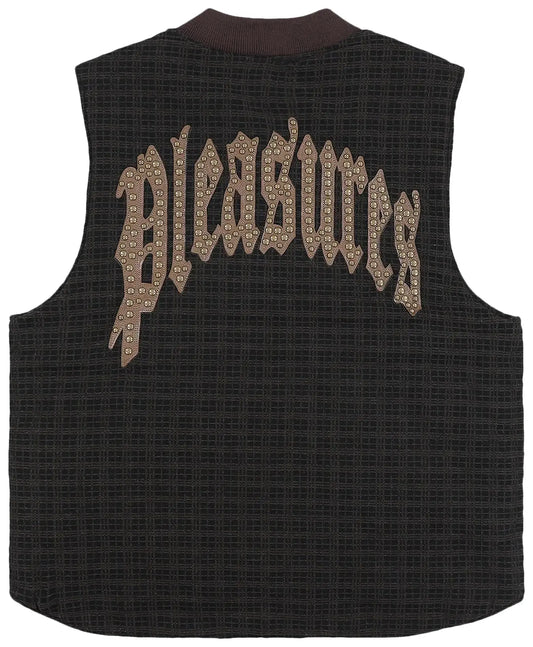 Pleasures Chaleco Denim Vest 'Brown Plaid'
