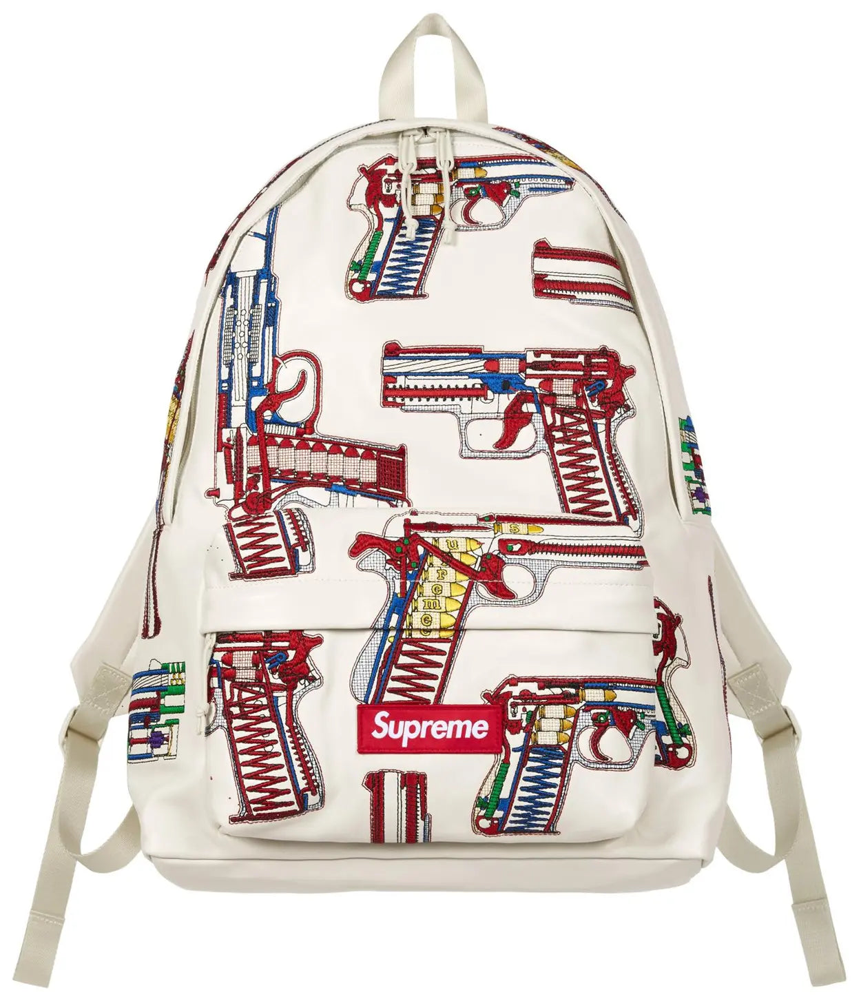 Supreme Guns Embroidered Leather Backpack 'White'