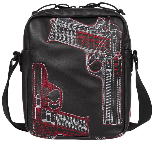 Supreme Guns Embroidered Leather Shoulder Bag 'Black'