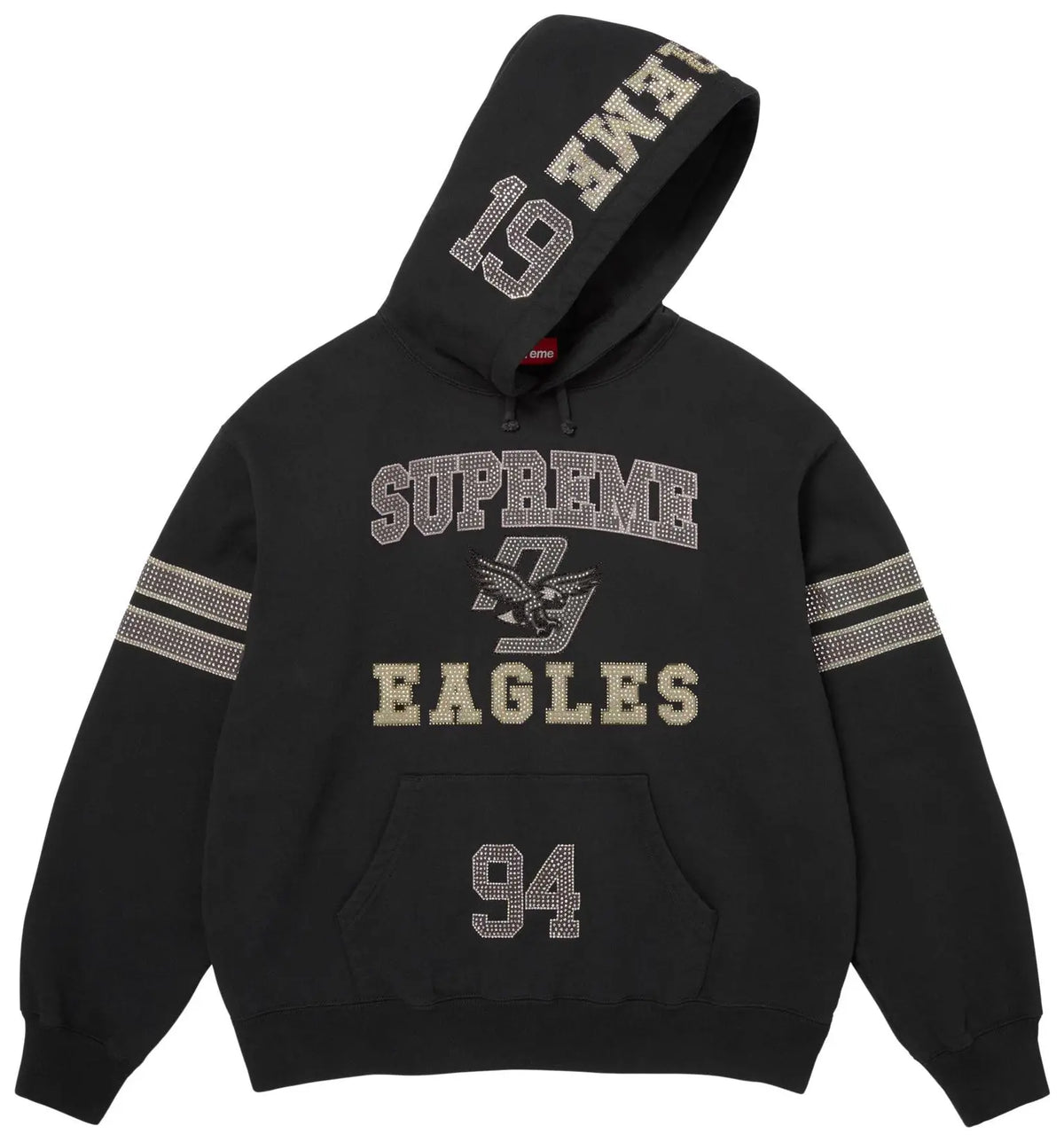 Supreme Rhinestone Eagle Hooded Sweatshirt 'Black'