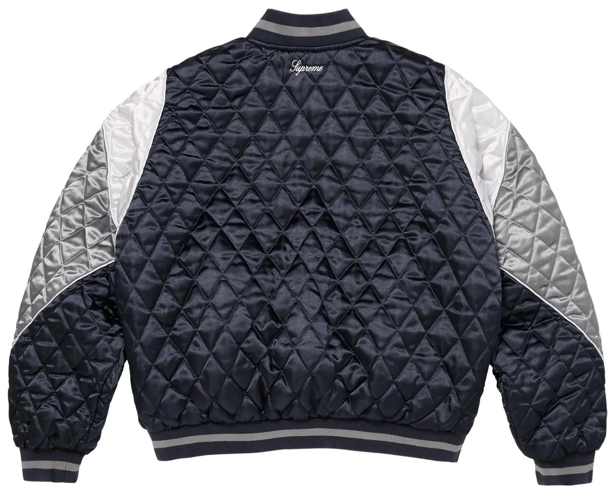 Supreme x Champion Quilted Satin Varsity Jacket 'Navy'