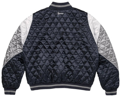 Supreme x Champion Quilted Satin Varsity Jacket 'Navy'