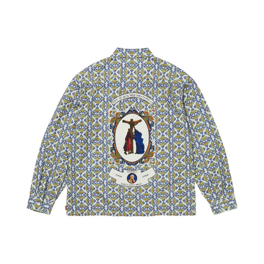 Supreme Devotion Flannel Zip Up Shirt 'White'