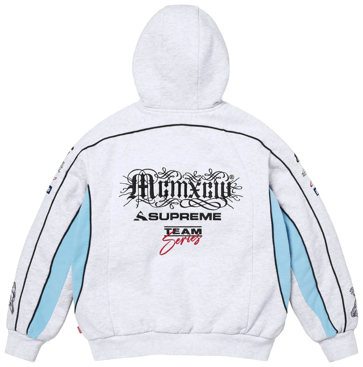 Supreme Racing Lined Zip Up Hooded Sweatshirt 'Ash Grey'