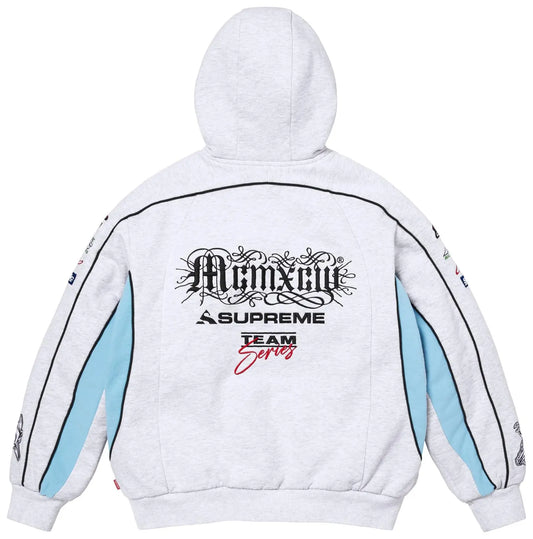 Supreme Racing Lined Zip Up Hooded Sweatshirt 'Ash Grey'
