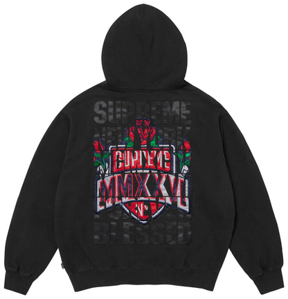 Supreme Blessed Appliqué Zip Up Hooded Sweatshirt 'Black'
