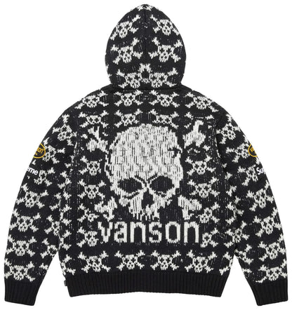 Supreme x Vanson Leathers Skull Zip Up Hooded Sweater 'Black'