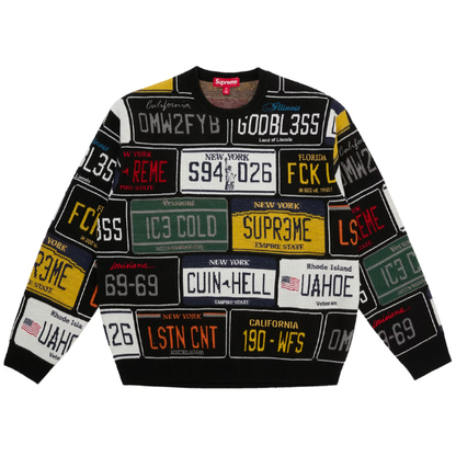 Supreme License Plate Sweater 'Black'