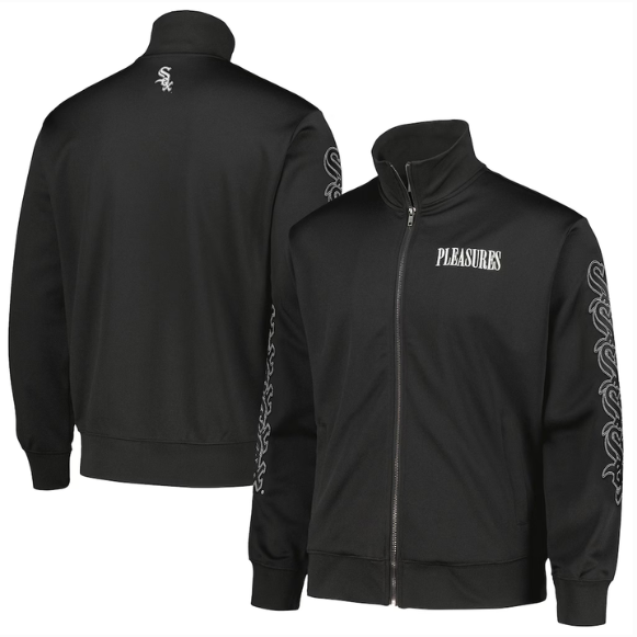 PLEASURES  Chicago White Sox Black Pitcher Full-Zip Track Jacket