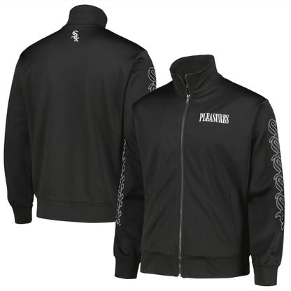 PLEASURES  Chicago White Sox Black Pitcher Full-Zip Track Jacket