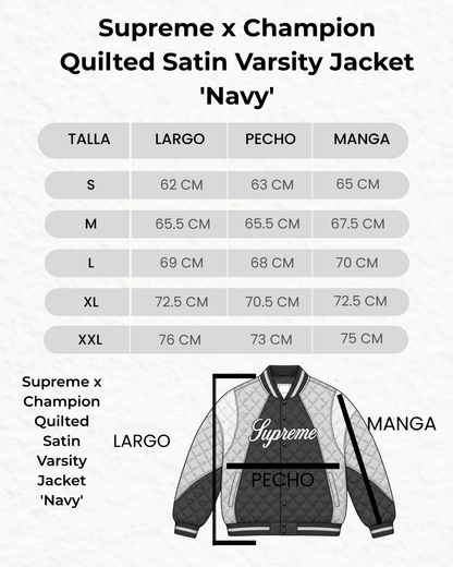 Supreme x Champion Quilted Satin Varsity Jacket 'Navy'