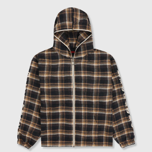 Pleasures Groove Zip Poncho Hoodie Brown Plaid