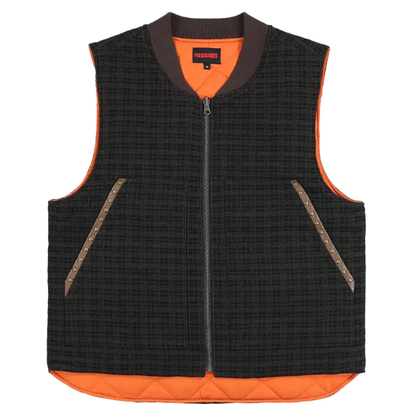 Pleasures Chaleco Denim Vest 'Brown Plaid'