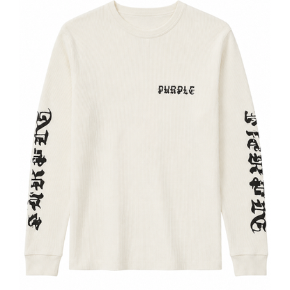 Purple Brand Long Sleeve Waffle Knit Logo Tee